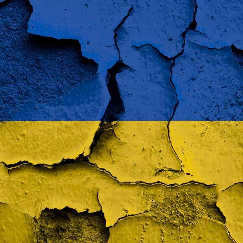 Ukraine flag on wall